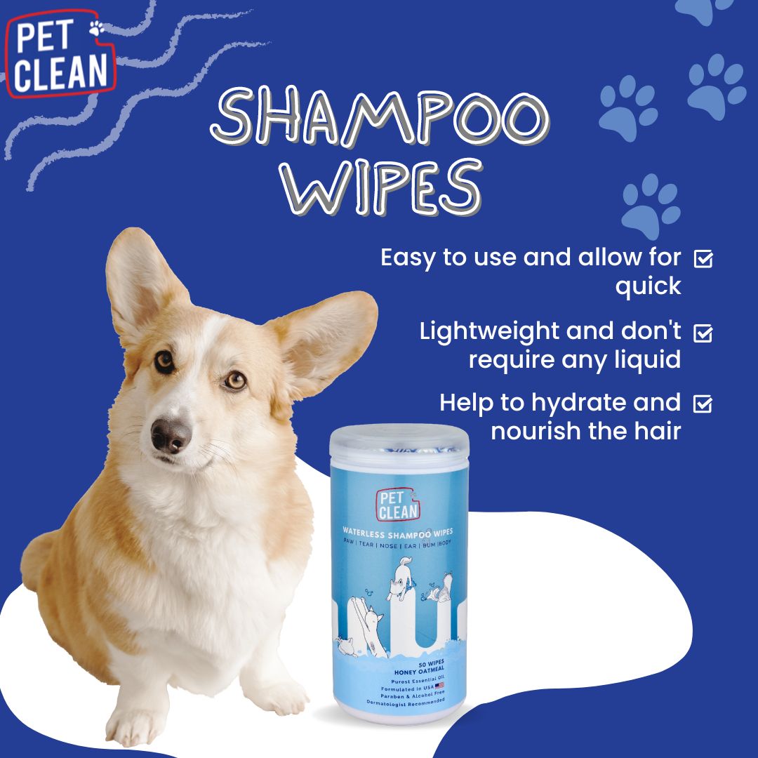Pet Clean Waterless Shampoo wipes 50 wipes