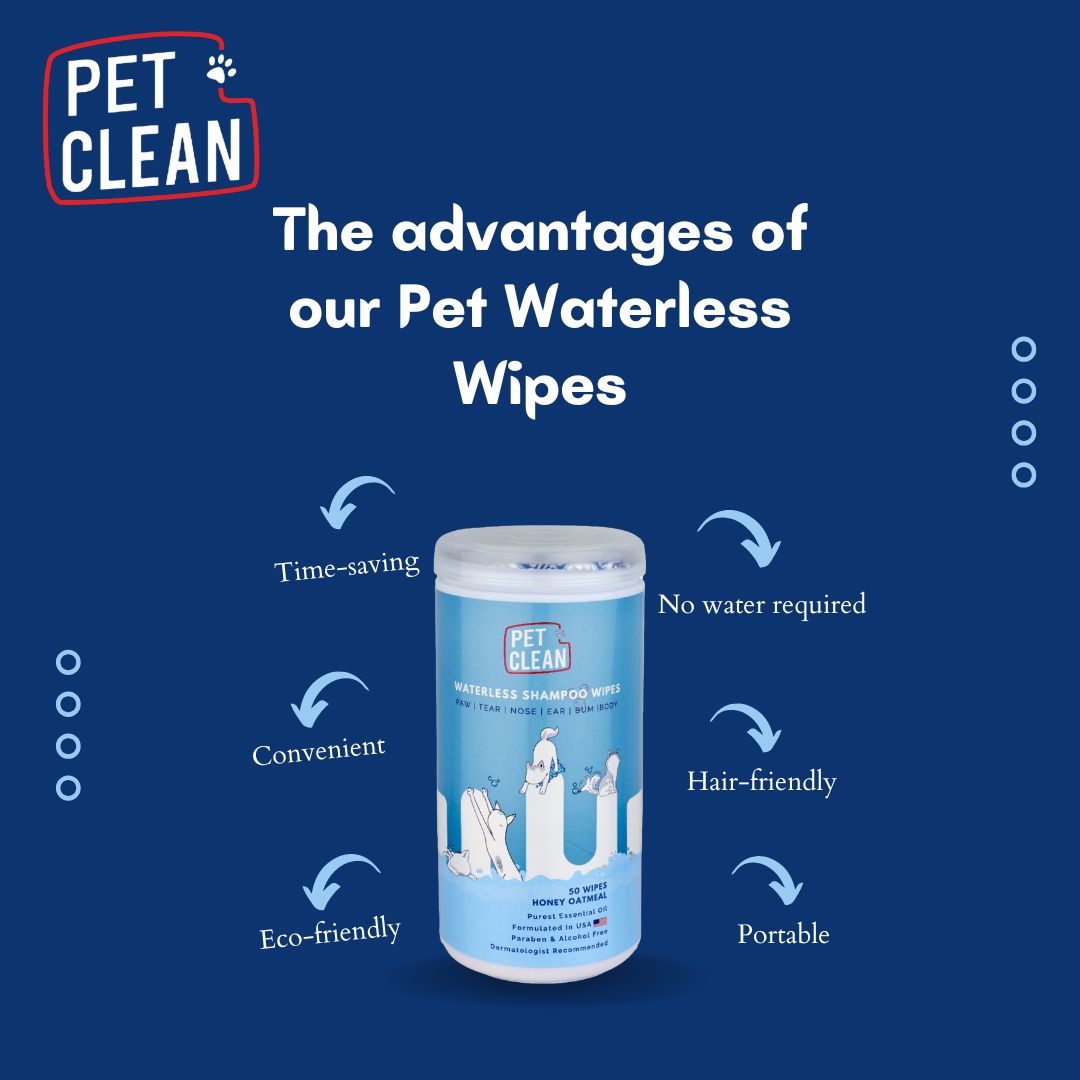 Pet Clean Waterless Shampoo wipes 50 wipes