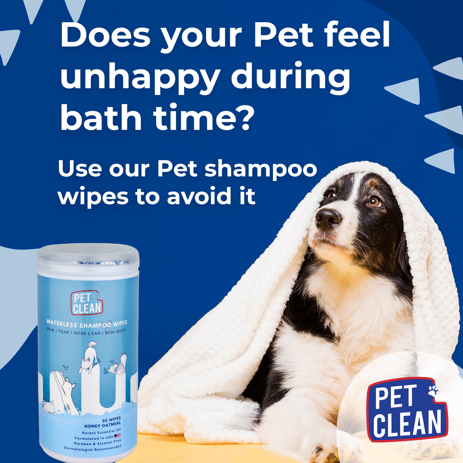 Pet Clean Waterless Shampoo wipes 50 wipes