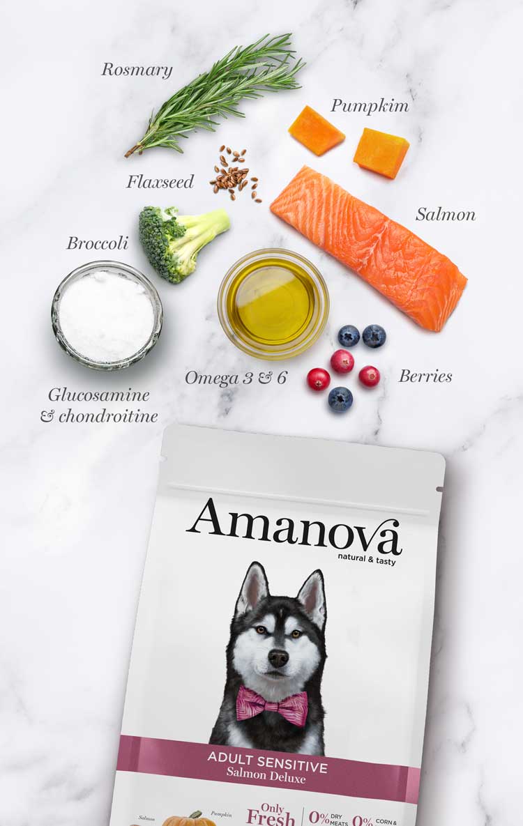Amanova dog adult Sensitive lohi & kurpitsa 10 kg