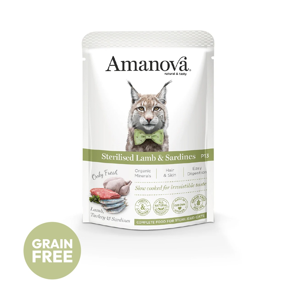 Amanova cat adult Sterilised lammas & sardiini 85 g pouch