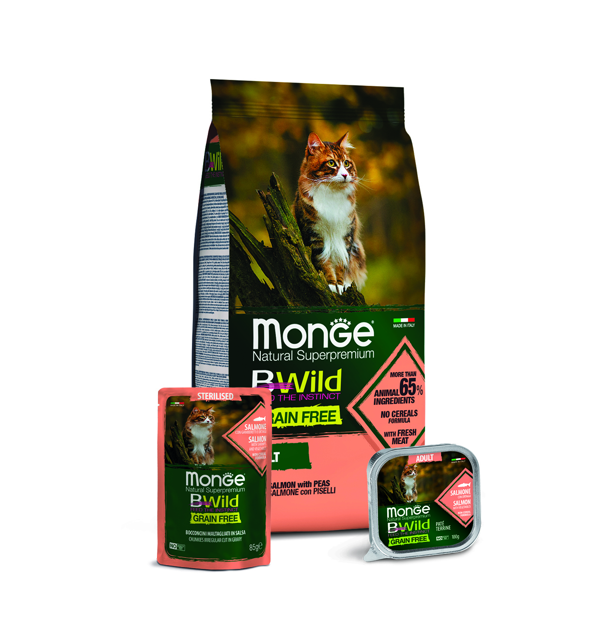 Monge cat adult BWild grain free lohi-herne 1,5kg