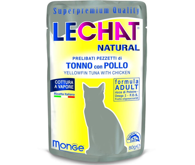 Monge cat adult LeChat Natural Tonfisk & Kyckling 80g påse