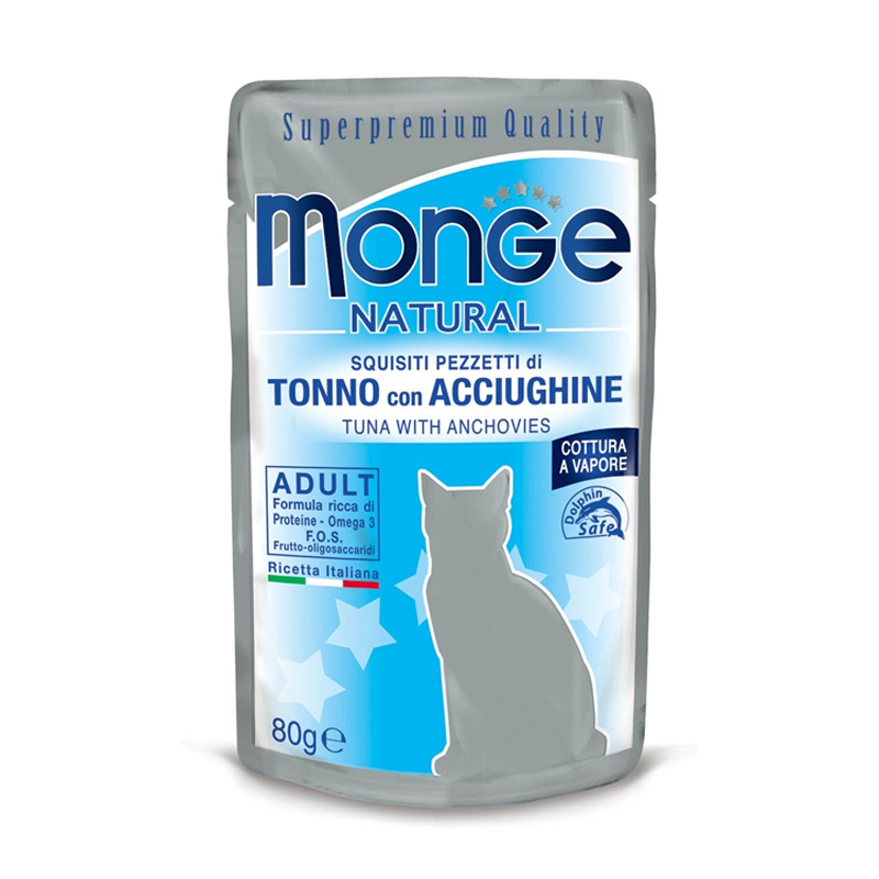 Monge cat adult Natural tonnikala-anjovis 80g pouch