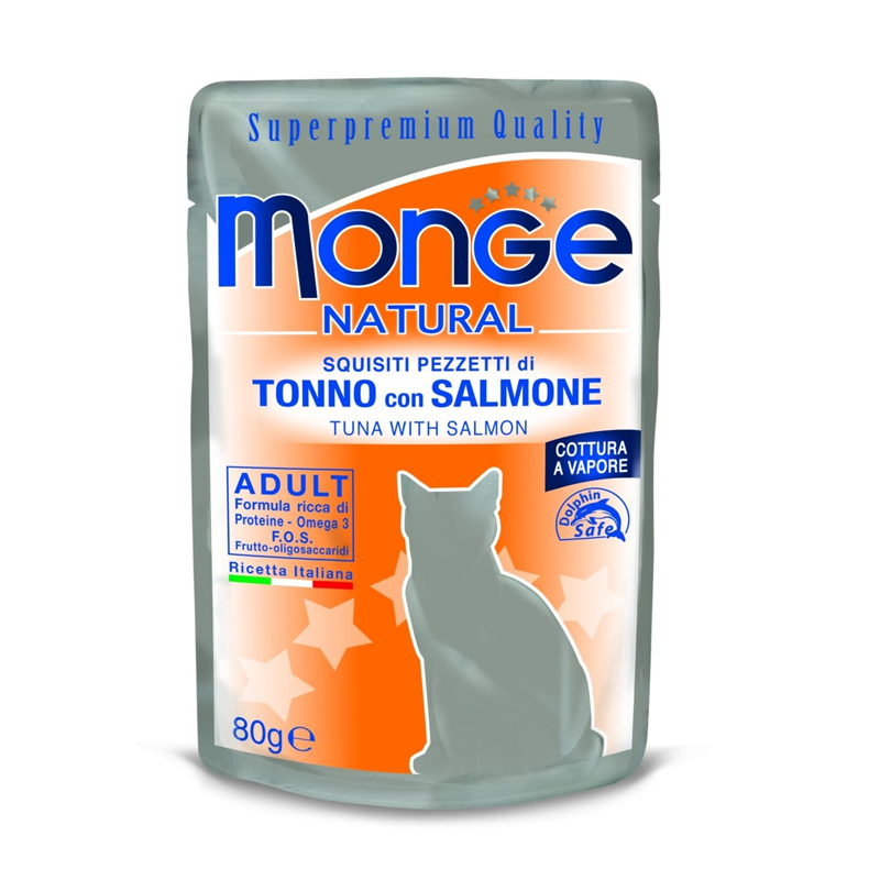 Monge cat adult Natural Tuna Flakes with Salmon 80g pouch