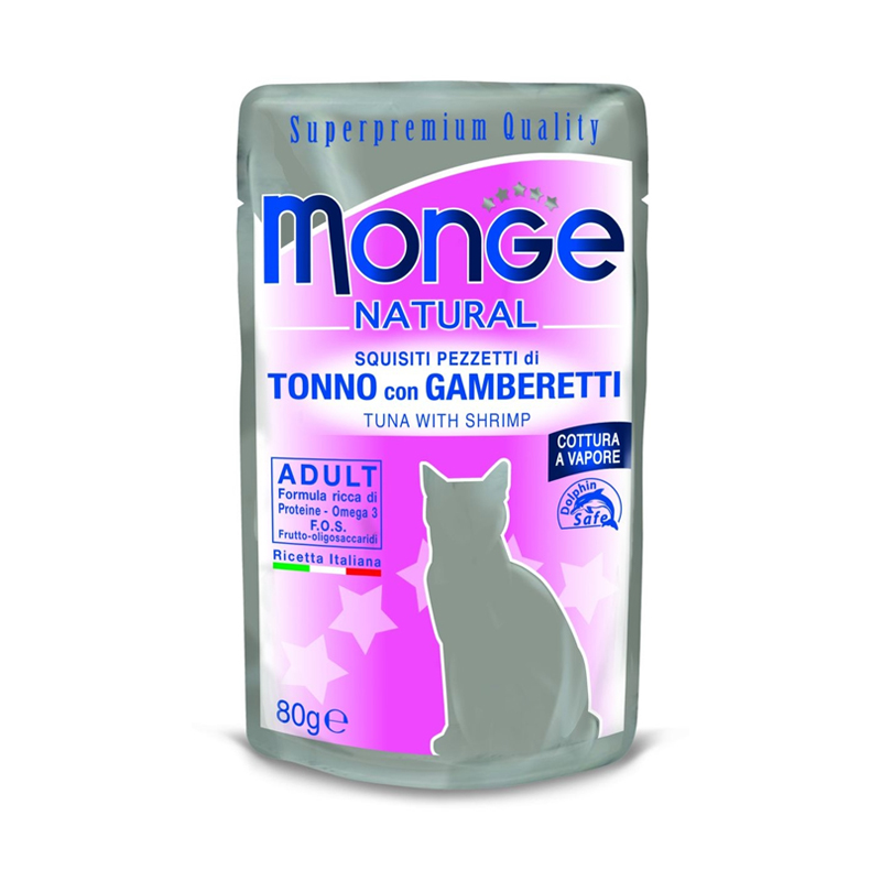 Monge cat adult Natural Tuna Flakes with Shrimp 80g pouch