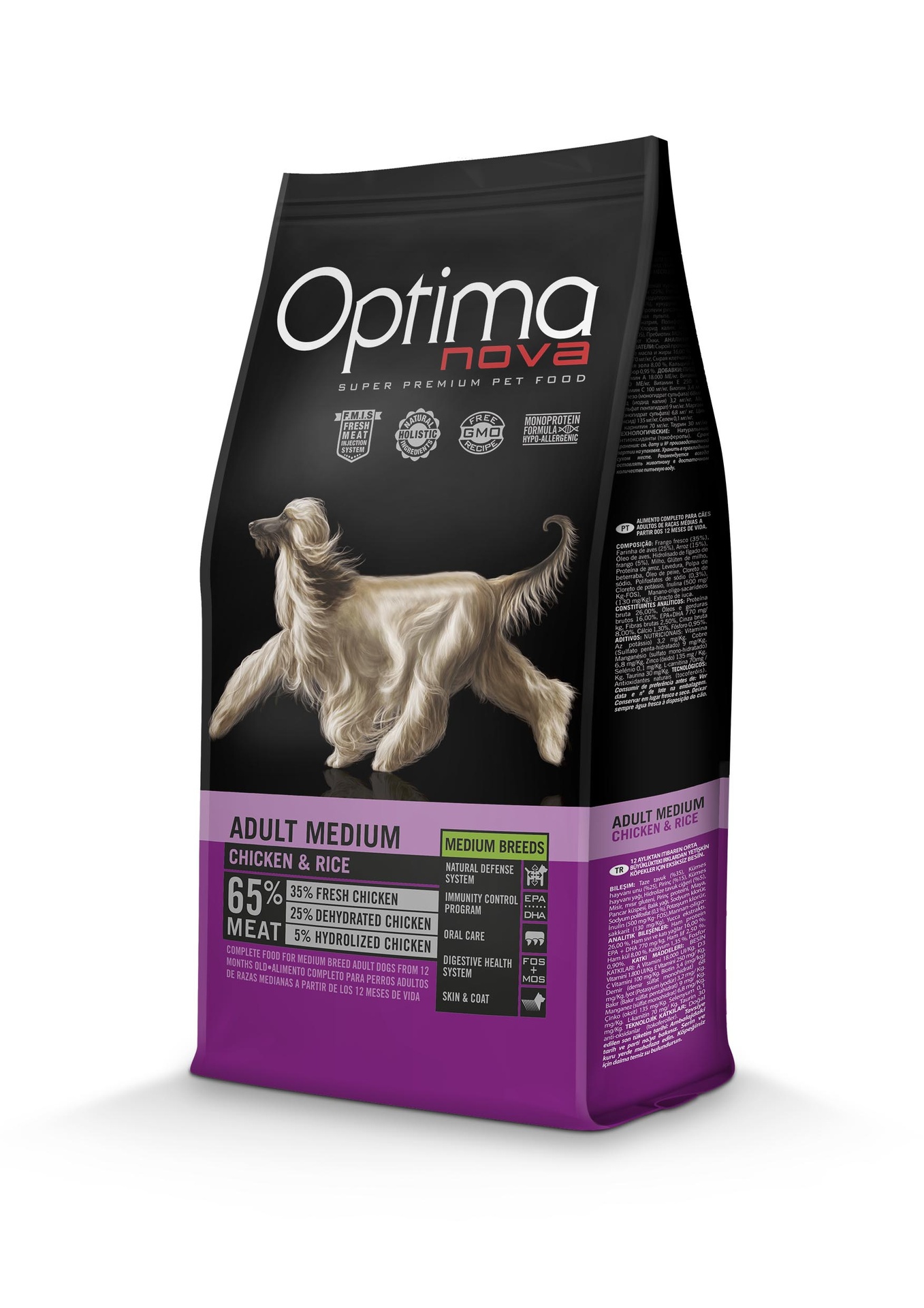Optimanova dog adult medium chicken&rice 2kg