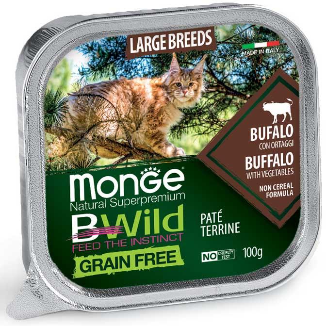 Monge cat adult large breeds/kitten BWild Buffalo & Vegetables 100g tray
