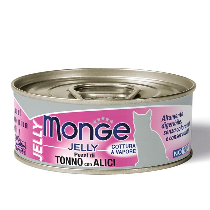 Monge cat adult Jelly Tuna & Anchovies 80g can
