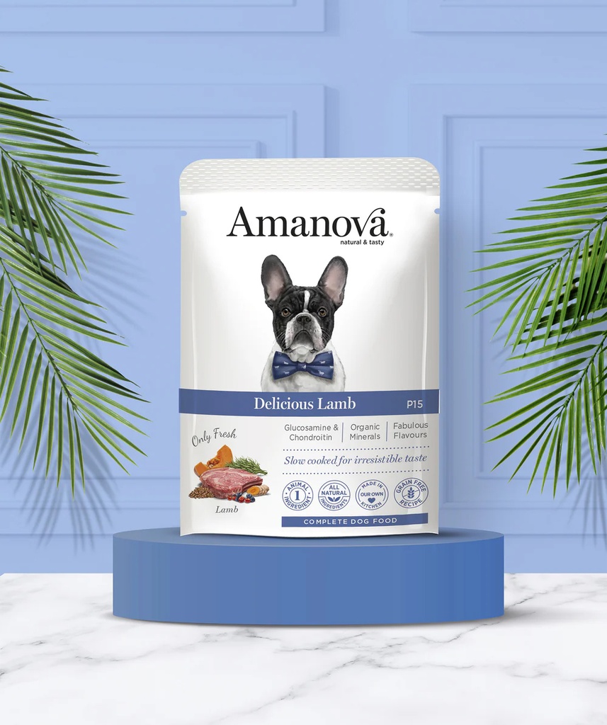 Amanova dog adult Delicious Lambaliha & kõrvits 300 g pouch