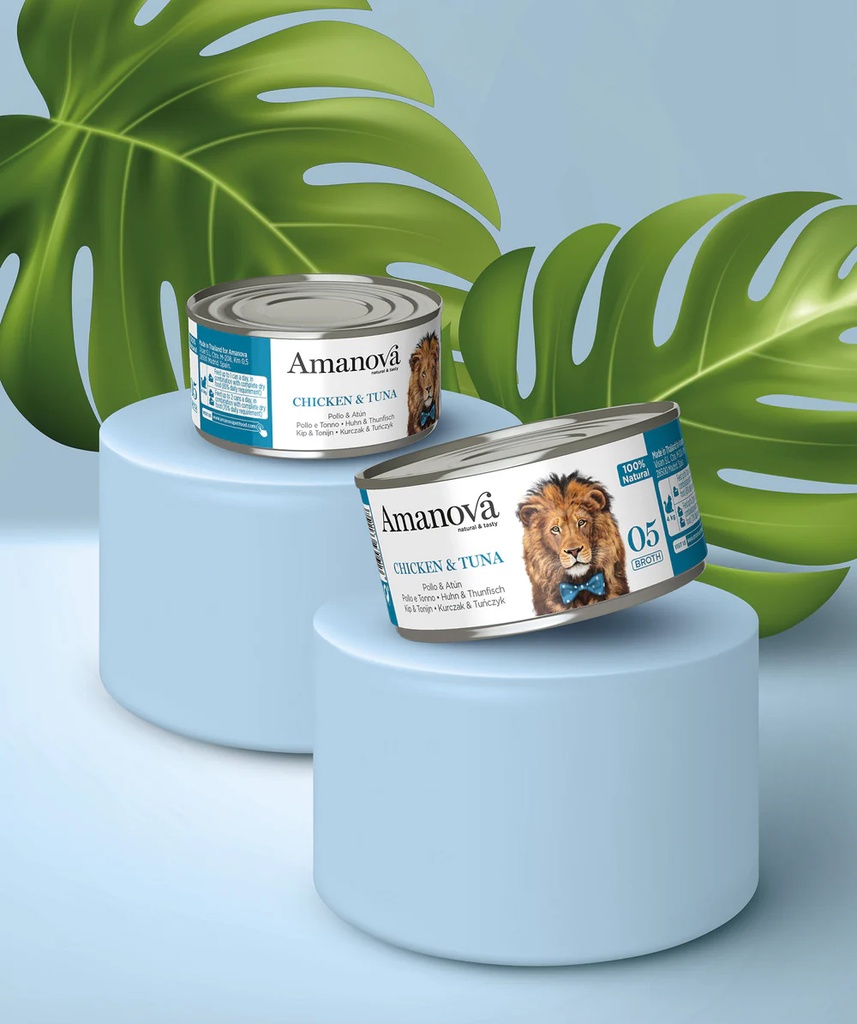 Amanova cat adult 05 kana ja tuunikala puljongis 70 g purk