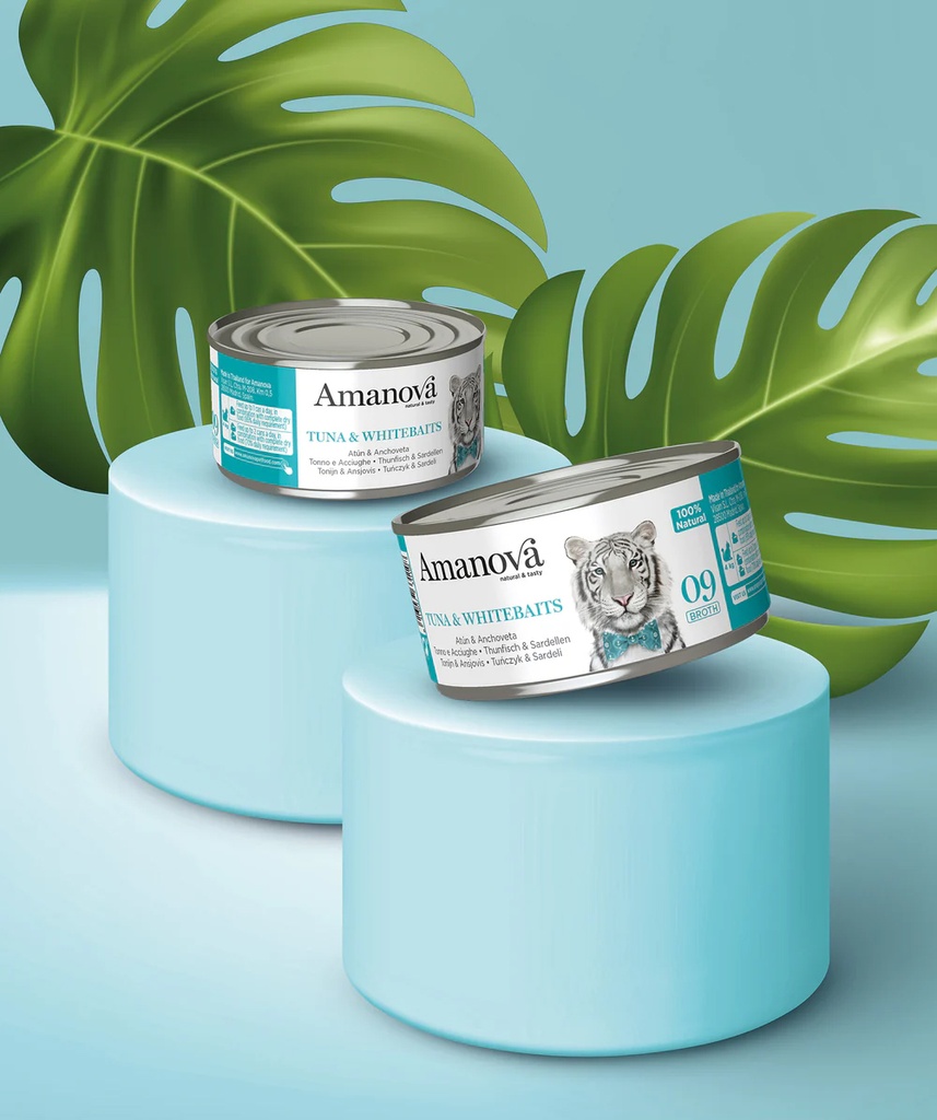 Amanova cat adult 09 tuna & white fish in broth 70 g jar