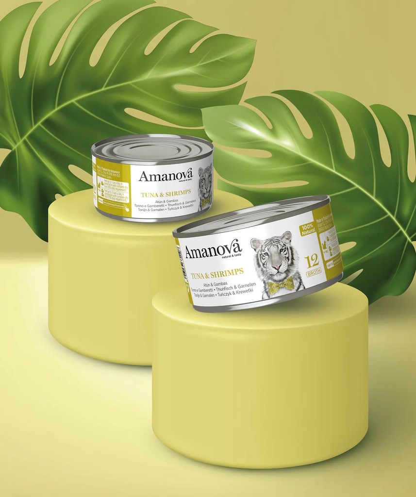 Amanova cat adult 12 tuna & shrimp in broth 70 g jar