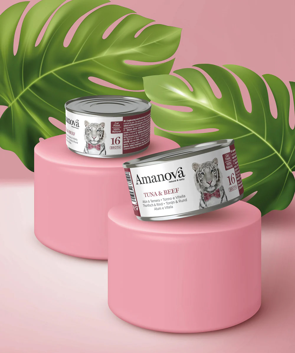 Amanova cat adult 16 tuna & beef in broth 70 g jar