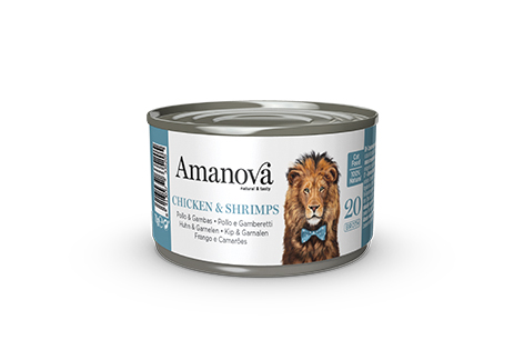 Amanova 20 kana & katkarapu liemessä aikuisille kissoille 70 g purkki