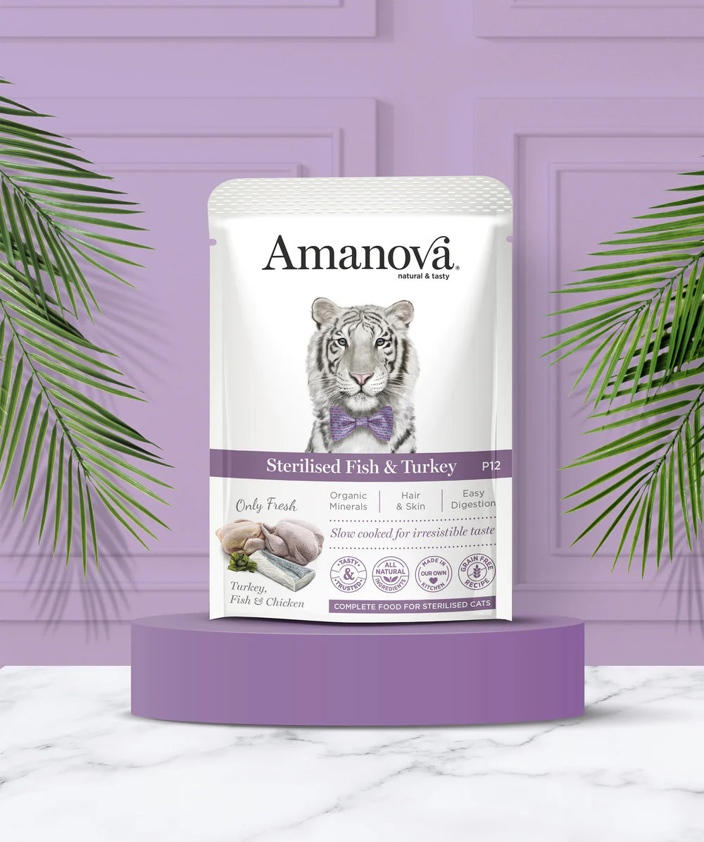 Amanova cat adult Sterilised Kala & kalkkuna 85 g pouch
