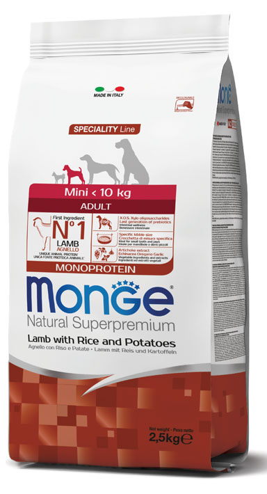 Monge dog adult Natural Superpremium Mini lammas-riisi-peruna 2,5kg