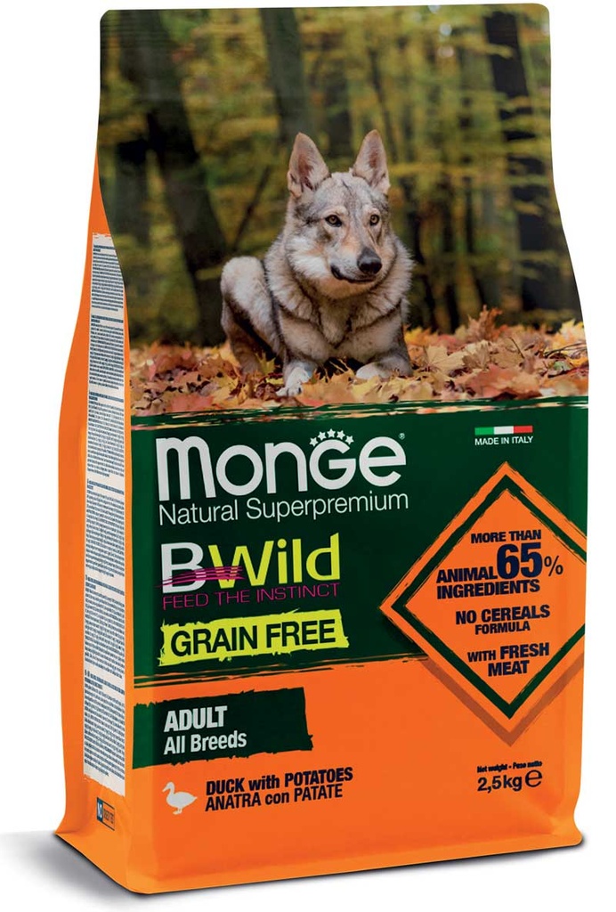 Monge dog adult BWild grain free duck-potato 2.5kg