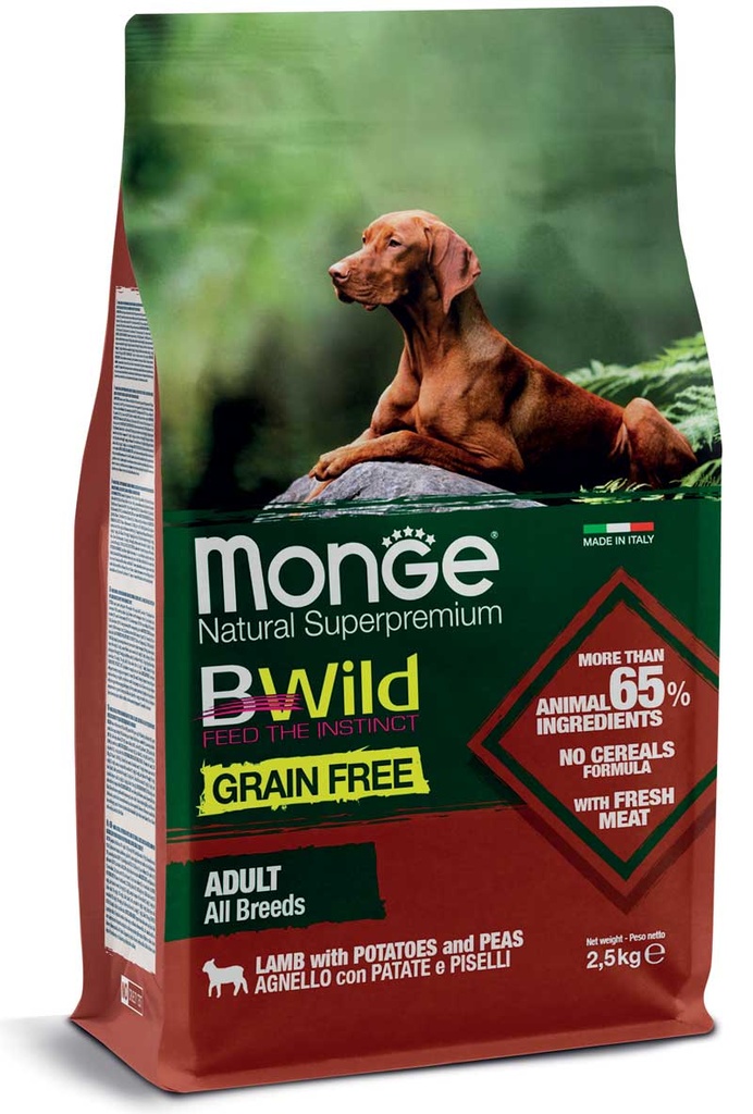 Monge Dog Adult BWild Grain Free Lammas-Kartul-Herned 2,5kg