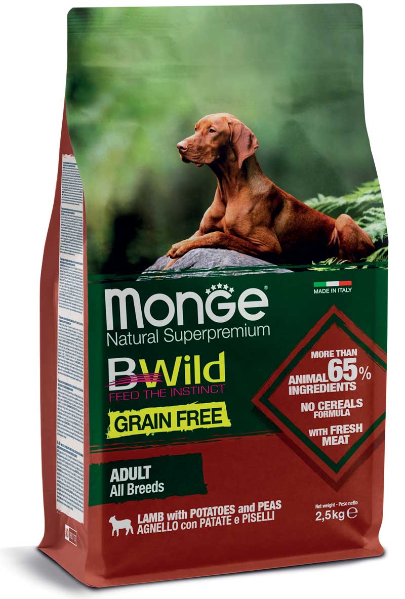 Monge dog adult BWild grain free lammas-peruna-herne 2,5kg