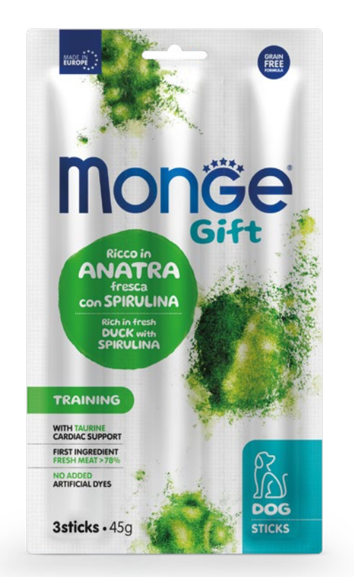 Monge Dog Gift Training Ankka-Spiruliina 45