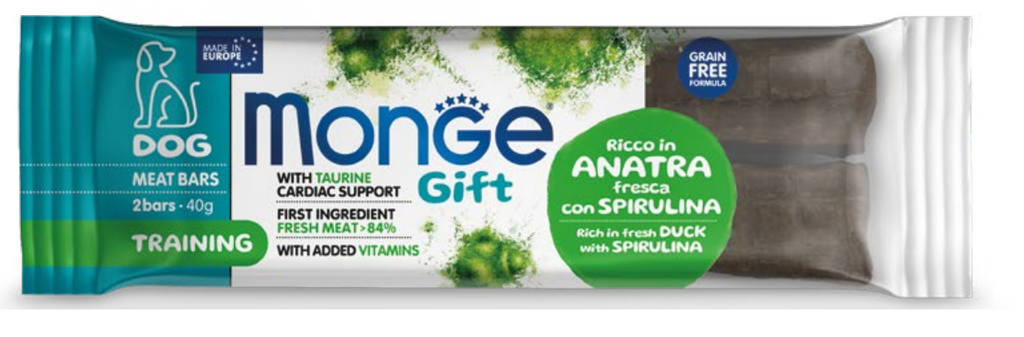 Monge Dog Gift Meat Bar Training Ankka-Spirulina 40