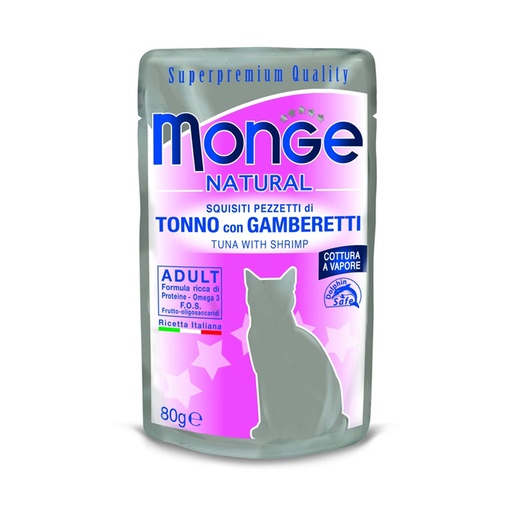 [282504] Monge cat adult Natural Tuna Flakes with Shrimp 80g pouch