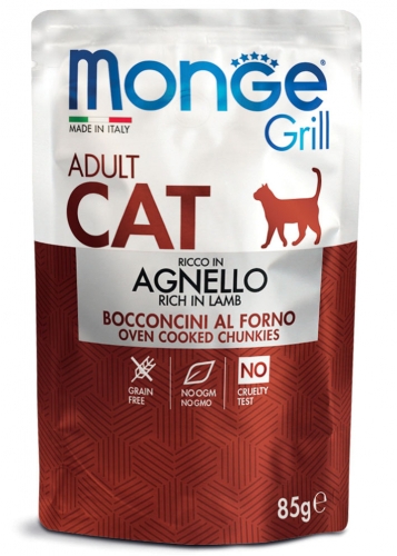 [282528] Monge cat adult Grill Lambaliha ja Küülik 85g pakk