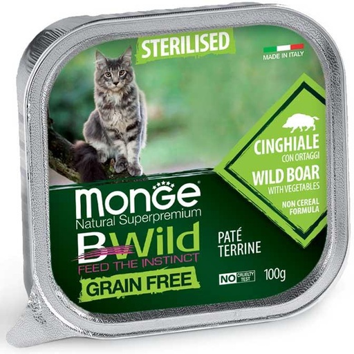 [282901] Monge cat adult sterilised BWild villisika-kasvis 100 g vuoka
