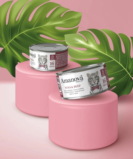 [288033] Amanova cat adult 16 tuna & beef in broth 70 g jar