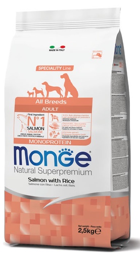 [244004] Monge dog adult Natural Superpremium Light lohi & riisi 2,5kg (kopio)