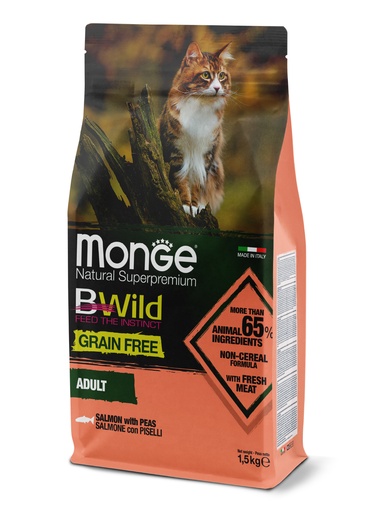 [244011] Monge Cat Adult BWild Grain Free Lax-Ärt 1,5 kg