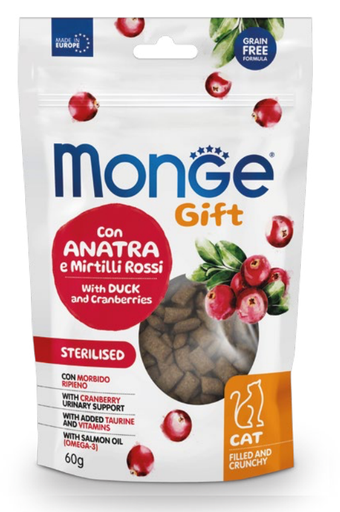 [242609] Monge Cat Gift Filled and Crucnhy Sterilized ankka-karpalo 60 g