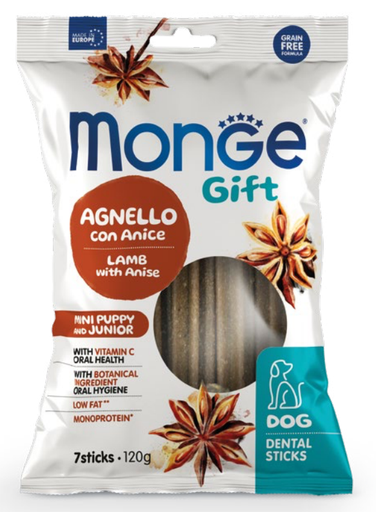 [242635] Monge Dog Gift Dental Puppy & Junior mini Lammas-Anis 120g